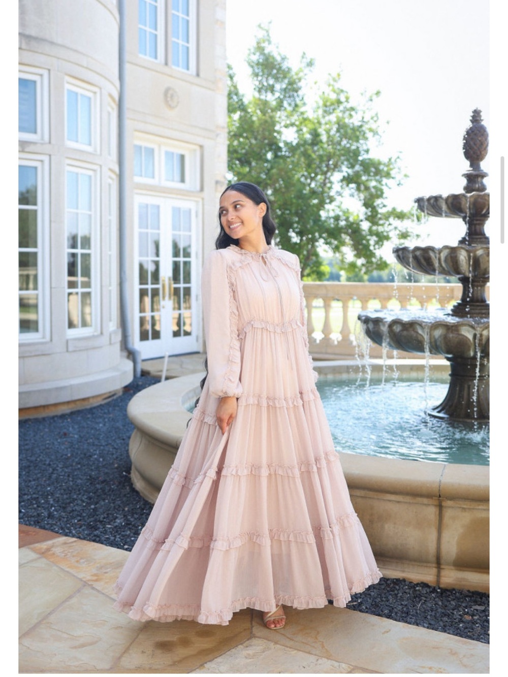 Dainty Jewells dusty rose & blush Maxi Dress Ruffle long sleeve dress